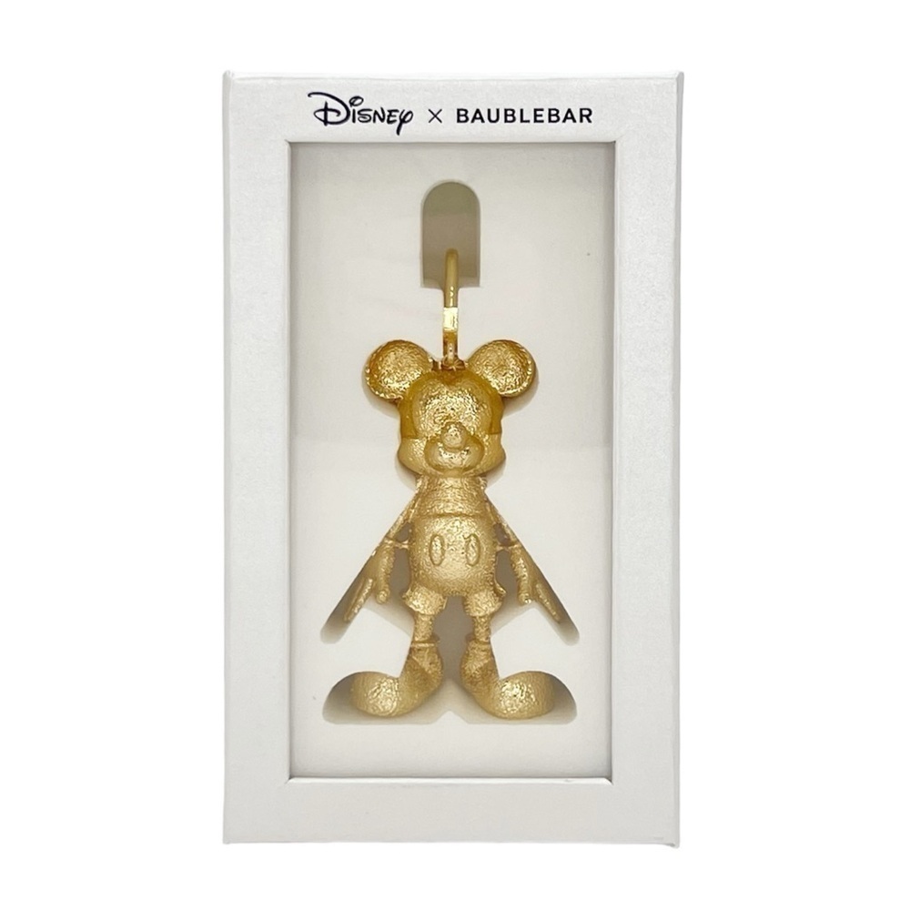 Disney X Baublebar Mickey Mouse Disney Bag Charm Gold Leaf Metal Foil New in Box - Picture 2 of 9